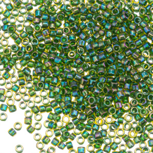 Бисер TOHO Treasures 11/0 окрашенный изнутри, радужный зеленый/нарцисс (#1829), 4,5 г