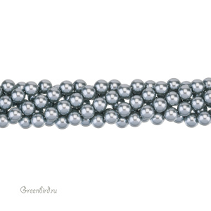Жемчуг Crystalbird, круглый, 8 мм, Dark Grey, нить (#21)