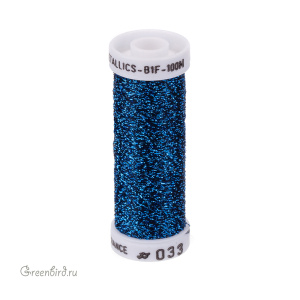 Металлизированная нить AVAS B1F, синий/черный, 100 м (#033)
