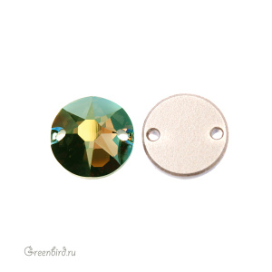 Swarovski пришивные 3288 Шатон 10 мм, иризирующий зеленый (#001IRIG), 1 шт.