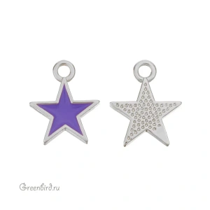 Подвеска с эмалью "Звездочка", родий, фиолетовый, 1 шт. (#SV1701-Pendant-46R)