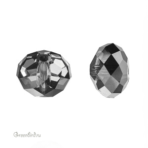 Swarovski 5040 Бусина Бриолетт 12х8 мм, серебряная ночь (#001SINI), 1 шт.