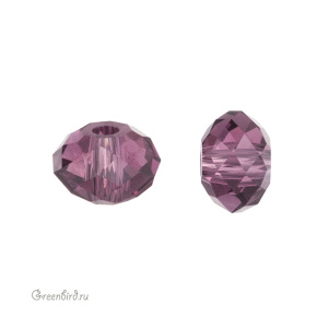 Swarovski 5040 Бусина Бриолетт 6х4 мм, аметист (#204), 1 шт.