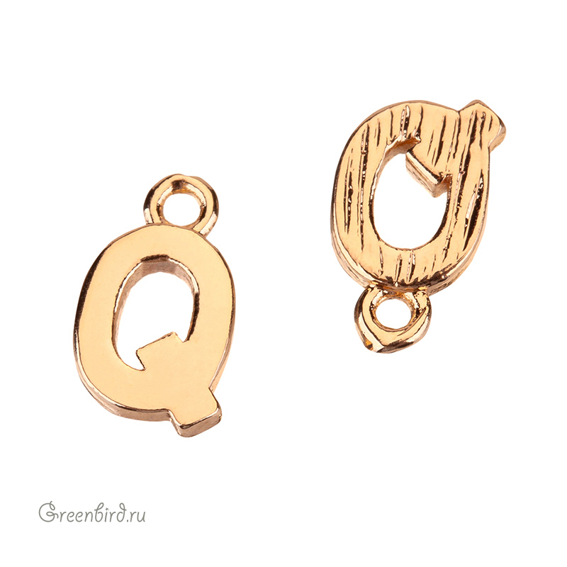Подвеска буква "Q", золото, 1 шт. (#SVA-LG-Q)