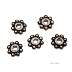 Спейсер "Бусинки" 6 мм, gunmetal, 1 шт. (#TC-0407)