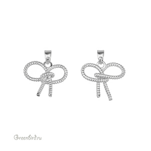 Подвеска "Бантик", родий, 1 шт. (#SVA-BASE-098R)