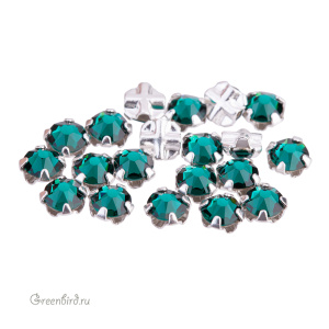 Swarovski 53100 Роза Монтис SS12, серебро, изумруд (#205), уп. 20 шт.