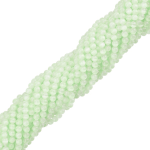 Бусины "Кошачий глаз" 6 мм, зеленый, нить (#CN-BEAD-012)