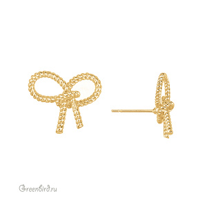 Пуссеты "Бантик", золото, пара (#SVAE-151G)