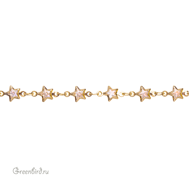 Цепочка с фианитами "Звезда", золото, 10 см (SVA-Chain-204G)