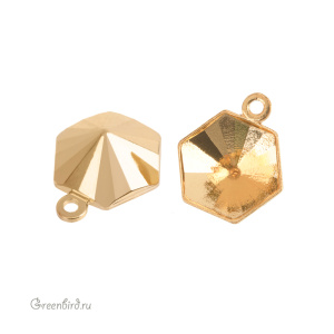 NEW 4699 Оправа-подвеска для Prismatic Hexagon Fancy Stone 9,4x10,8 мм, томпак/золото