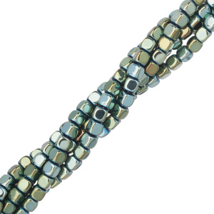 Бусины Геметин "Куб" 6 мм, Scarabaeus Green, нить (#SV-HMT-137)