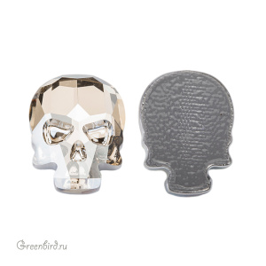 2856 Кристалл горячей фиксации Skull 18x14 мм – Golden Shadow (#001GSHA), 1 шт.