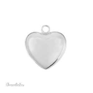 Подвеска "Сердечко" 20 мм, родий, 1 шт. (#SVA-BASE-059R)
