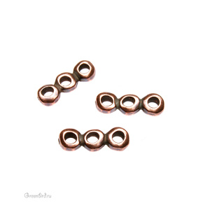 Коннектор-спейсер "Тройной", ант. медь, 1 шт. (#TC-3162)