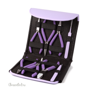 Набор из восьми инструментов Beadsmith в чехле, Orchid (#PLFAS03)