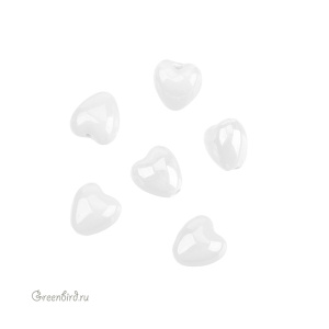 Бусина керамика "Сердце" 12х12,5 мм, белый, 1 шт. (#SVA-CRM-01)