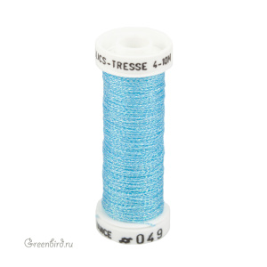 Металлизированная нить Tresse #4 AVAS, голубой AB, 10 м (#4-049)