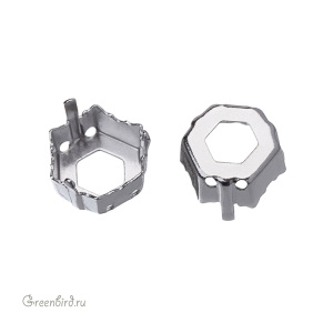 4699 Оправа для ювелирного кристалла Prismatic Hexagon FS 9,4х10,8 мм, белая бронза