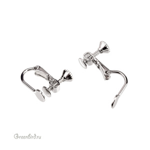 Клипсы с винтиком, родий, пара (9B011), Корея