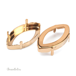 4227 Оправа для Navette Fancy Stone 32х17 мм, золото