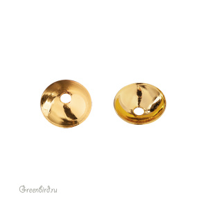 Шапочка гладкая 6 мм, золото, 1 шт. (#SVAC-52G)