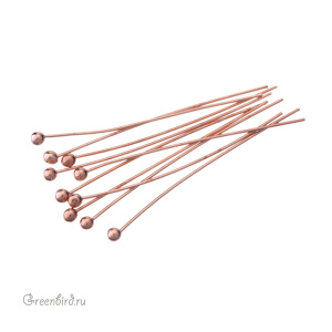 Пины с шариком 30 мм, розовое золото, 10 шт. (9B681), Корея Пины с шариком 30 мм, розовое золото, 10 шт. (9B681), Корея