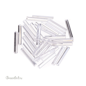 Винтажный стеклярус 15 мм, Crystal 1 (#502)