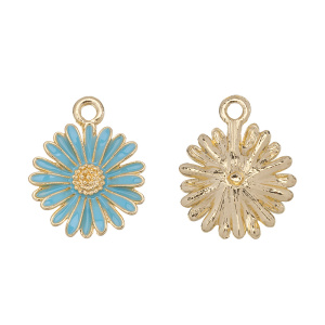 Подвеска с эмалью "Маргаритка", золото, голубая, 1 шт. (#CN-PN-064)