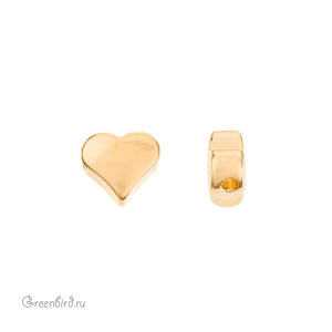 Бусина "Сердечко" 6 мм, золото, 1 шт. (#SV1701-Bead-53G)