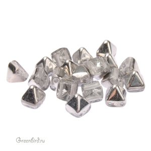 Pyramid 6mm, Silver/Crystal, 20 шт. (#S00030)