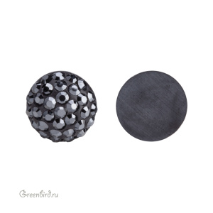 Swarovski 86601 Кабошон с кристальным паве 10 мм, черный гематит (#280HEM), 1 шт.