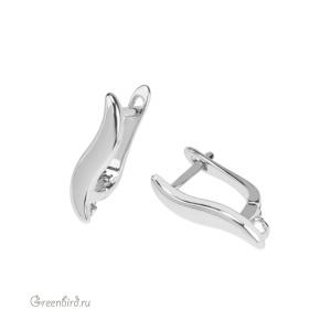 Швензы с английским замком зеркальные, родий, пара (#SV1701-0143)