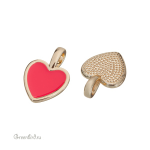 Подвеска с эмалью "Сердечко", золото, розовый неон, 1 шт. (#SV1701-Pendant-11)