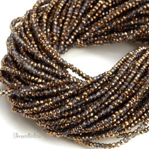 Бусины граненые рондели "Мини", серый/бронза, нить (#SVAB162)