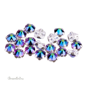 Swarovski 53100 Роза Монтис SS12, серебро, зеленый скарабей (#001SCGR), уп. 20 шт.