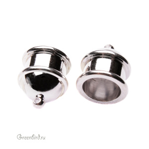 Концевик "Пагода" широкий, родий, 1 шт. (#TC-0203)