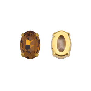 Кристалл в оправе 4120C 14x10 мм Crystalbird - Smoked Topaz (#220), золотистый, 1 шт.