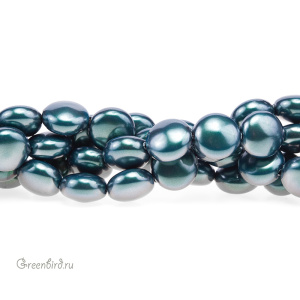 Swarovski 5860 Жемчуг плоский 12x7 мм, иризирующий зеленый таити (#2004), 1 шт.
