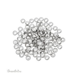 Шапочка гладкая 4 мм, родий, 10 шт. (#SV1701-Cup02)