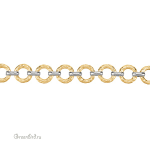 Цепочка фигурная 15 мм, биколор, 30 см (#Chain-81N)