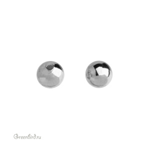 Бусина полая 6 мм, родий, 1 шт. (#SVABM-204R)