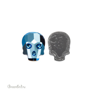 2856 Кристалл горячей фиксации Skull 10x7,5 мм – Metallic Blue (#001METBL), 1 шт.