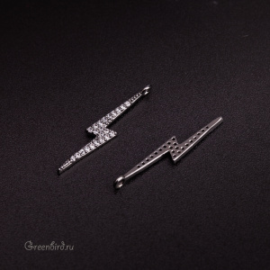 Подвеска с фианитами "Молния", gunmetal, 1 шт. (#SVA-FIAN-130T)