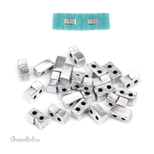 CYMBAL Металлическая бусина Half TILA "Klouvas", ант. серебро, 1 шт. (#HT-012325-SP)