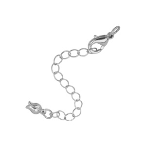 Замок-лобстер "Тюльпан" с удлинителем, родий, 1 шт. (#CN-JS-002R)