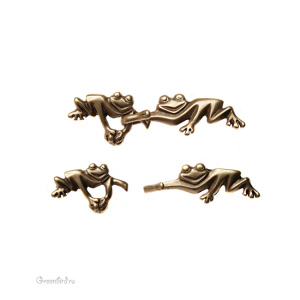 JBB Замок-крючок "Лягушки", ант. латунь (J211-00)
