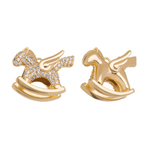 Подвеска "Качалка-Пегас", фианиты, цв. золото, 1 шт. (#SV1701-Pendant-165G)