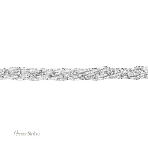 Бусины Геметин 2x1 мм, шестигранные рондели, серебро, нить (#SV-HMT-57)