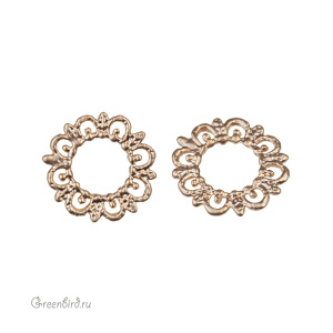 Коннектор-филигрань "Круг", матовое золото, 1 шт. (#9C882), Корея